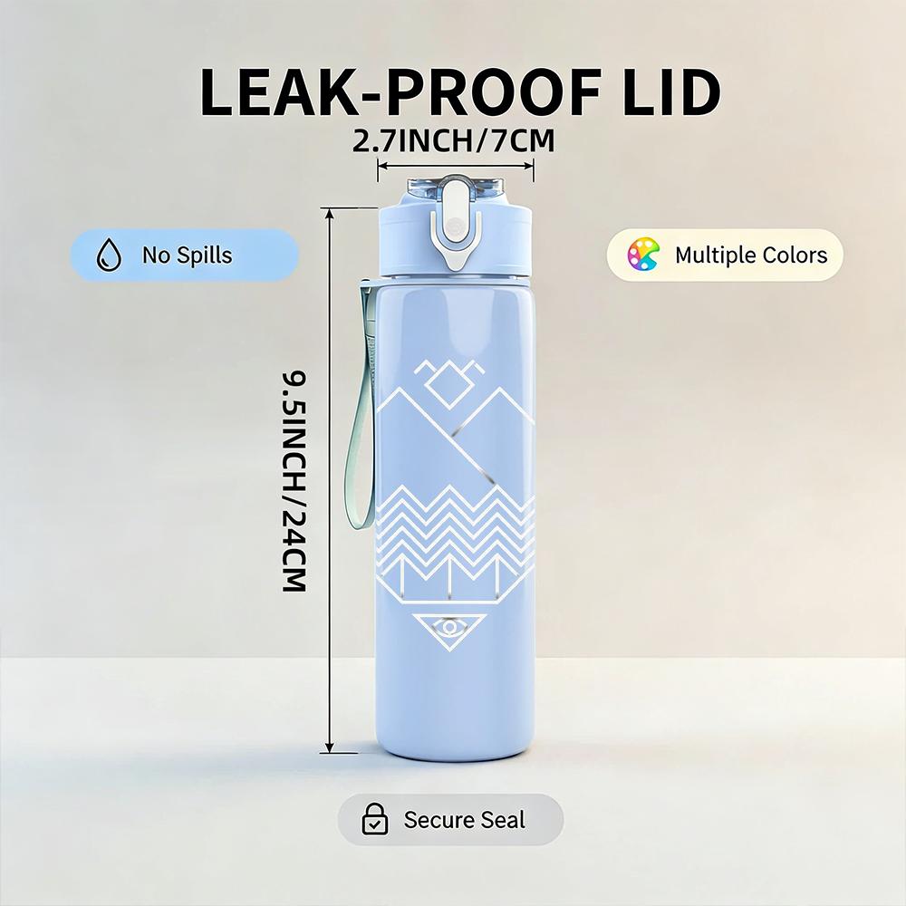 1PC Blank Distressed White Minimalist Print 750ml Portable Sports Water Bottle Leakproof Gym Outdoor Travel Drink Cup