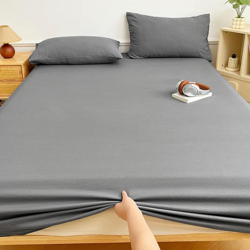 3PCS/1 Set Bedding Set 1 Sheet+2 Pillowcase Mattress Cover Protector Adjustable Bed Fitted Sheet Cover With Elastic Band