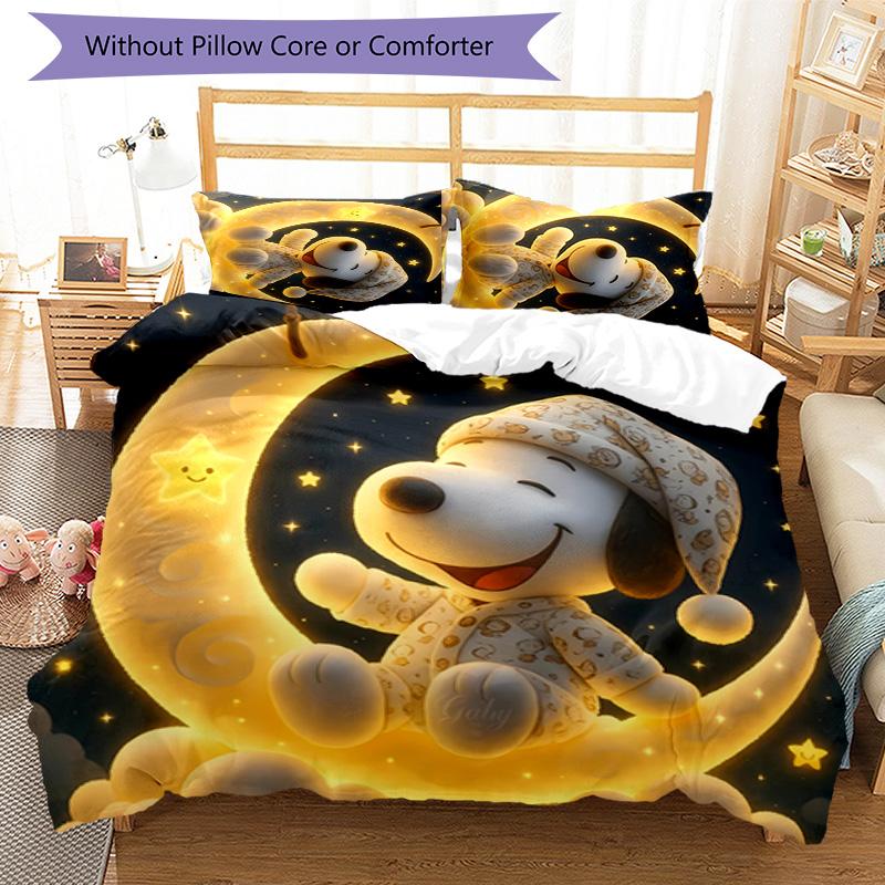 3pcs Happy Puppy pattern bedding set duvet cover set includes duvet cover &pillowcases, perfect all season bedroom decoration & gift