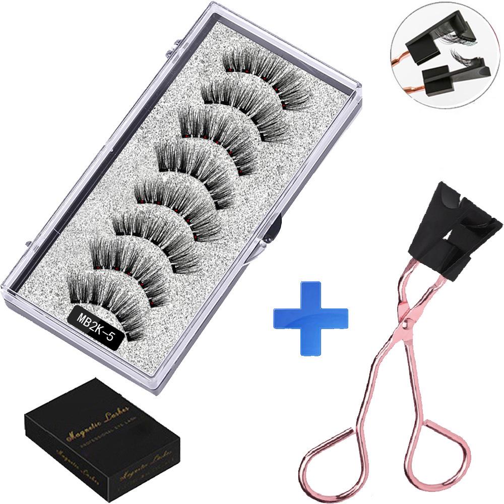 Two Pairs of Magnetic False Eyelashes with Curler - No Glue Needed, European & American Thick Style.