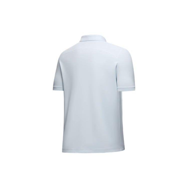 Anta Letter Polo Neck Pullover Short Sleeve T-Shirt Men Tops Light-Blue 452330103-2
