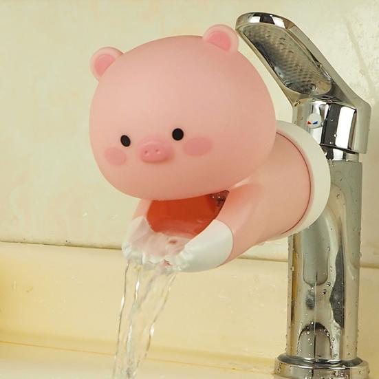 Yousheng Kids Faucet Extender Cartoon Duck Shark Elephant Shape Splash-proof Faucet Extender Bathroom Gadget