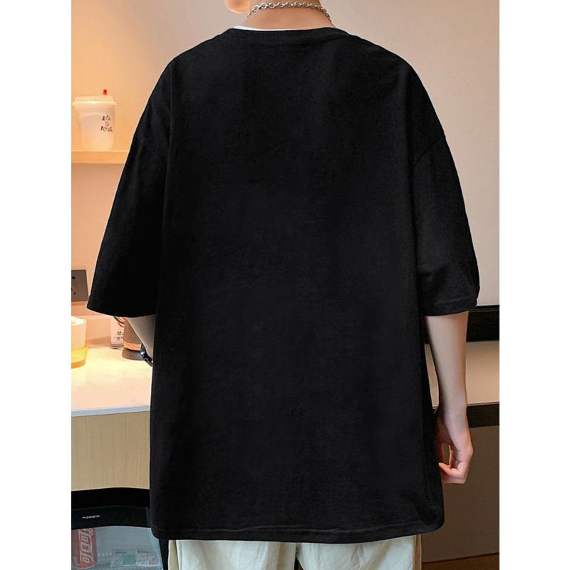 European Size Trendy Short-Sleeve T-Shirt for Men, New Loose Stylish Print Casual Summer Top,Comfortable Fashionable Tee Tops