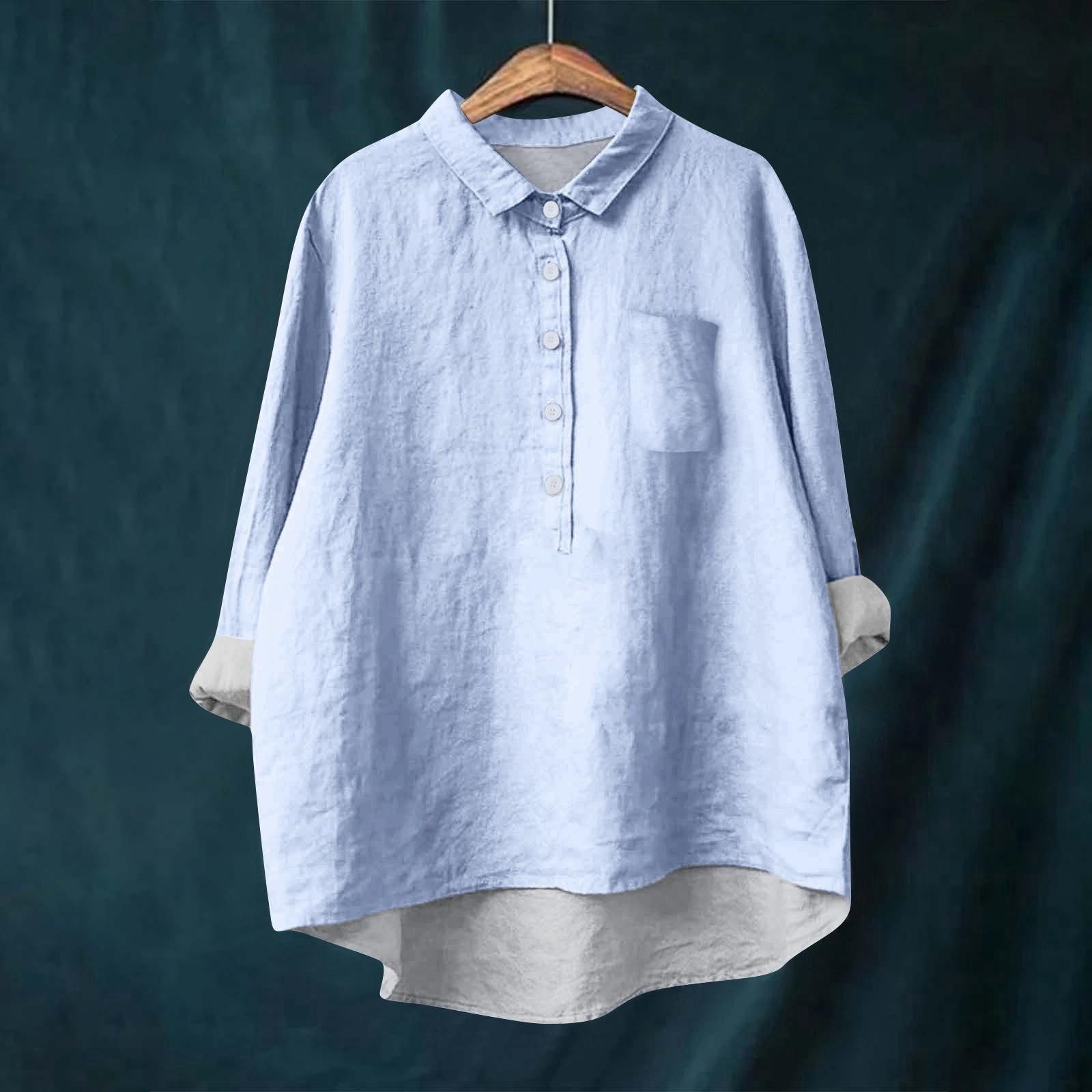 Женская рубашка-блузка с длинными рукавами и пуговицами — фото 10