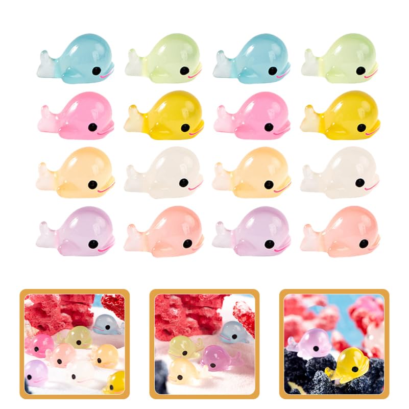 YARNOW Leuchtende Delfinfiguren, Set mit 24 Stück, Meerestierfiguren im Eimer, Leuchtend zur Innendekoration