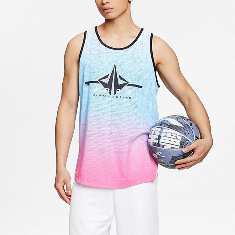 Li Ning Butler Series Gradient Pattern Printed Basketball Training Jersey Unisex Jerseys Blue AVSS019-2