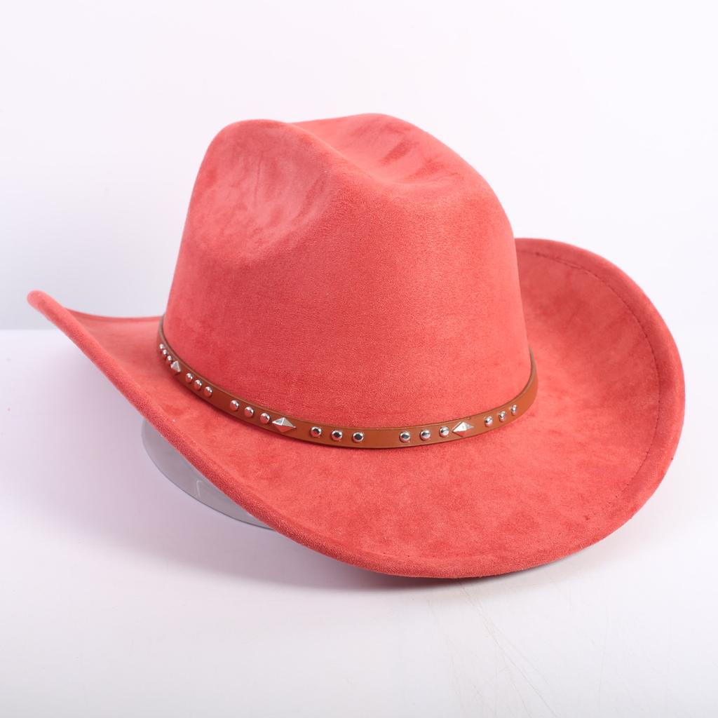 Nuovo colore cappello da cowboy western da uomo e da donna versatile per il pendolarismo stile semplice tesa larga cappello a cilindro cappello da sole