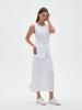 Capable Solid Color Linen Blend Micro-Elastic Vest & Long Dress Two-Piece Set - Summer/Autumn for Work or Casual Wear