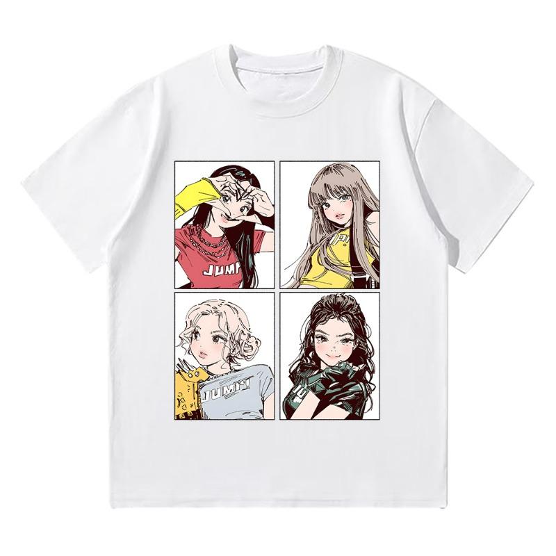 Kpop BP Jump 2025 Tees Pink Girls Band Clothing Anime Graphic T Shirts Fashion Harajuku Kawaii Tshirt Womens Y2K Clothing