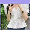 Lace Blouse Summer Style Vneck Sleeveless Top With 3d Pattern For Ladies