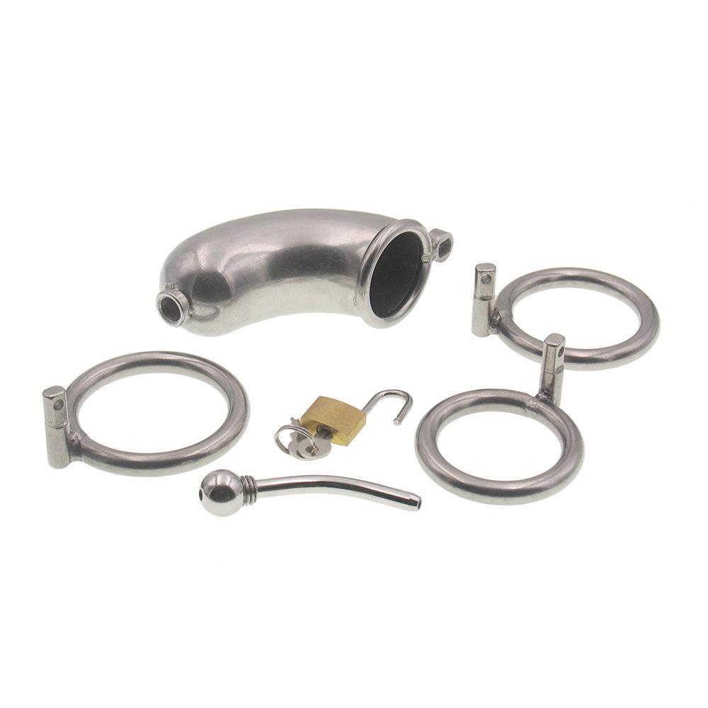 Stainless Steel Men's Chastity Lock CB Penis Lock Cage Cylinder Fully Wrapped with Catheter Alternative Binding Wearing Toys