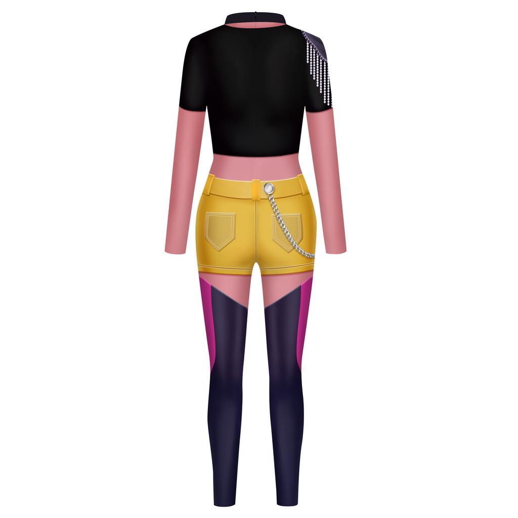 Vuxen Rumi Mira Zoey Tryck Jumpsuit Kvinnor Halloween Cosplay Kostym Karnevalsfest Scen Rollspelsklänning Utklädningsdräkt