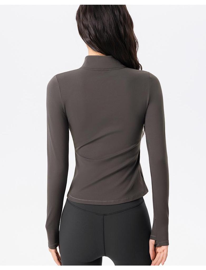 Fleece-Lined Women's Long Sleeve Yoga Jacket with Pockets - Slimming, Warm, and Ideal for Running