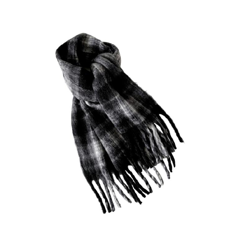 Classical Plaids Pattern Scarf Mohair Blend Long Scarf Warm Comfortable Neckwrap For Daily Outfit Winter Warmth