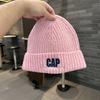 Knitted Hat For Men Women Winter Warmth With Embroidered Letters College Style