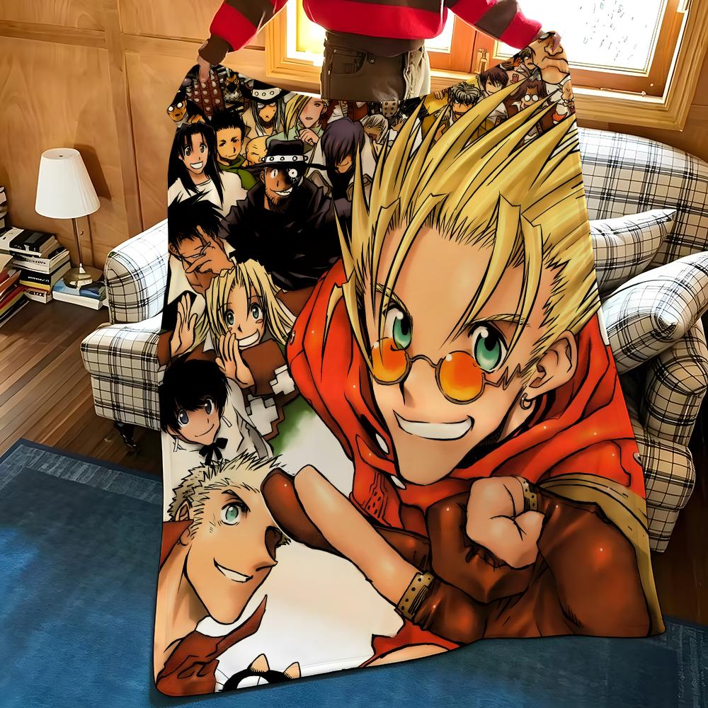 Anime T-Trigun Throw Flannel Blanket Suitable for Sofas Beds Offices Travel, Camping Chairs