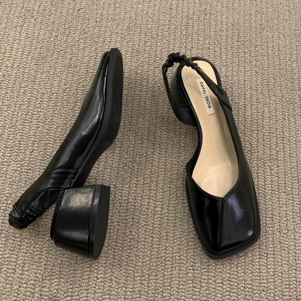 Summer Elegant Ladies Sandals Fashion Ladies Elastic Band Flat Heel Women Shallow Party Shoes Square Heel 35-39