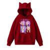 Ladies Fashion Casual Long Sleeve Printed Round Neck Hoodie Pullover Top With  Pockets
