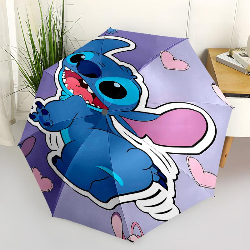 

Stitch, Hearts Themed Automatic Opening and Closing Umbrella, Brightly Colored 8-rib Portable Umbrella, Suitable for Men and Women, A Perfect Gift for