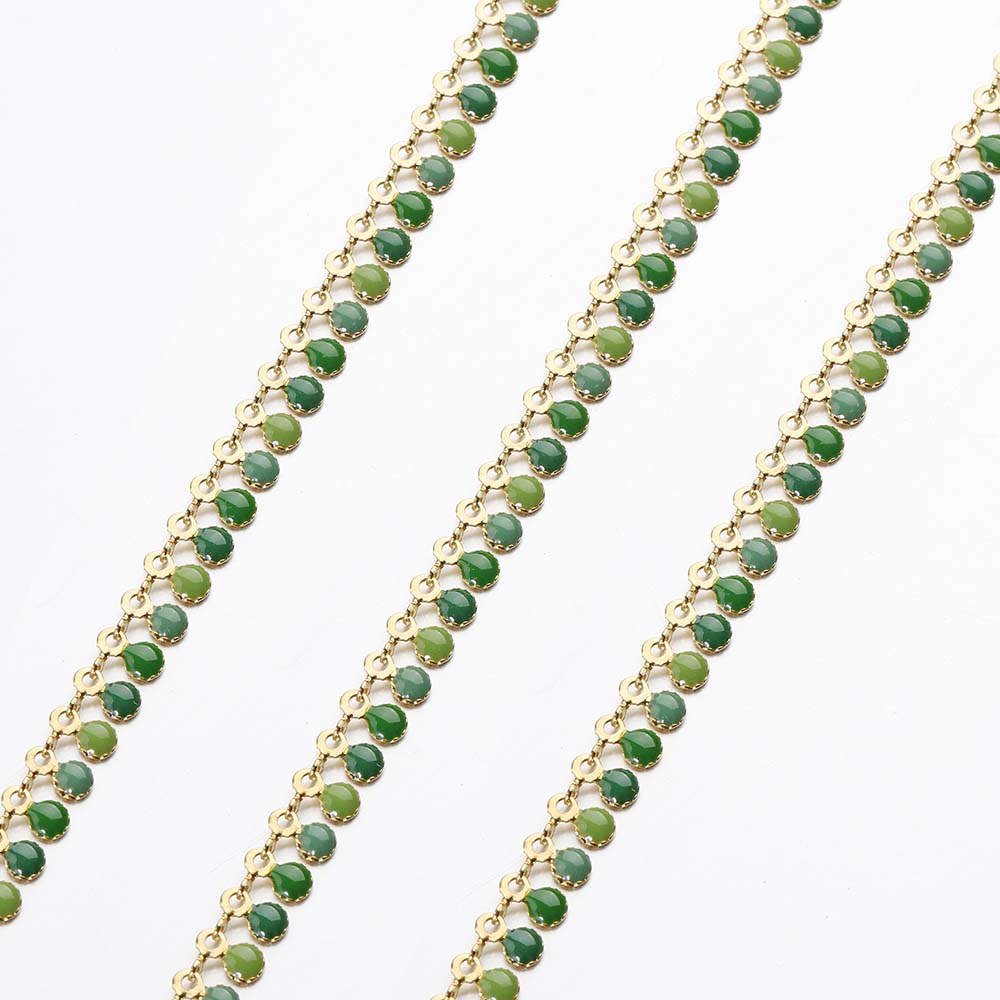 1Meter Colorful Enamel Heart Leaf Bead Chain Stainless Steel Gold Color Chain for DIY Clothing Jewelry Making Necklace Bracelet