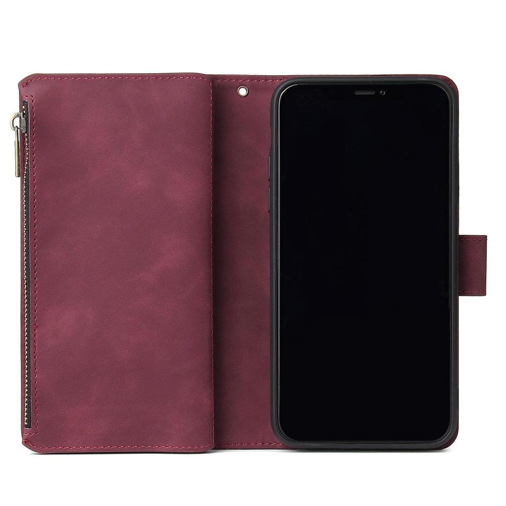 Leather Zipper Wallet Phone Case with Bracket for iPhone 12/XS
