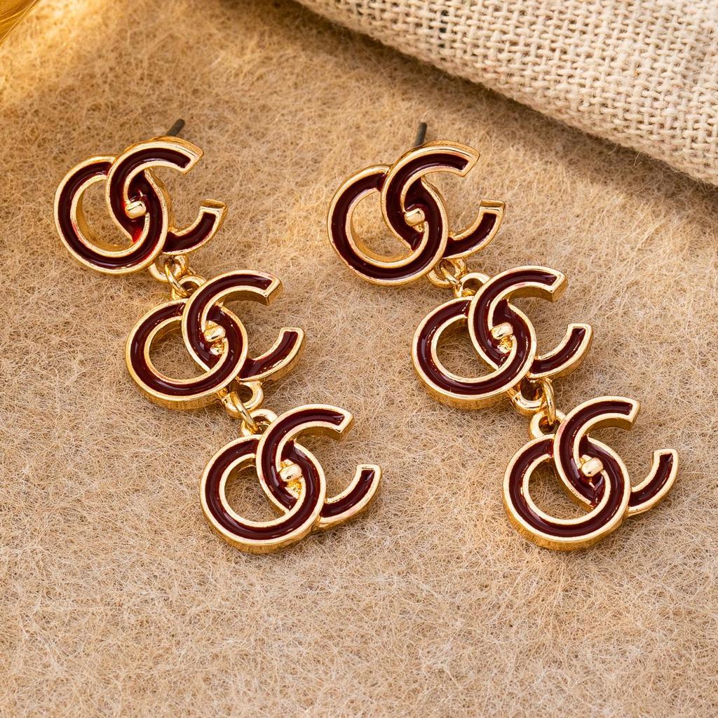 Daisy Jewelry: Imitation Pearl & Rhinestone CC Pendant Earrings for Women's Daily Wear