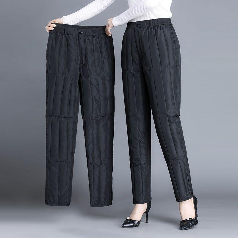 

Mom s High-Waisted Duck Down Fleece-Lined Winter Pants - Warm, Loose, Straight-Leg for Middle-Aged & Elderly. 175