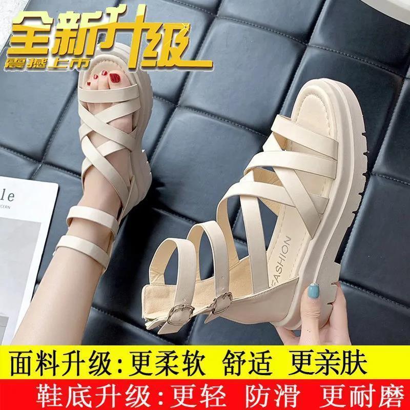 

22 лето новые сандалии задняя молния перекрестный ремешок студенческая платформа высокий верх маффин крутые ботинки модная женская обувь 40