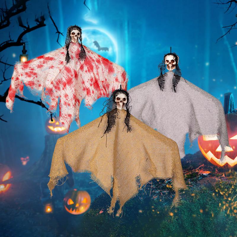 Halloween Decorations Scary Crying Witch Skeleton Hanging Ghosts Skeleton Flying Haunted House Decorative Props Horror Ornaments