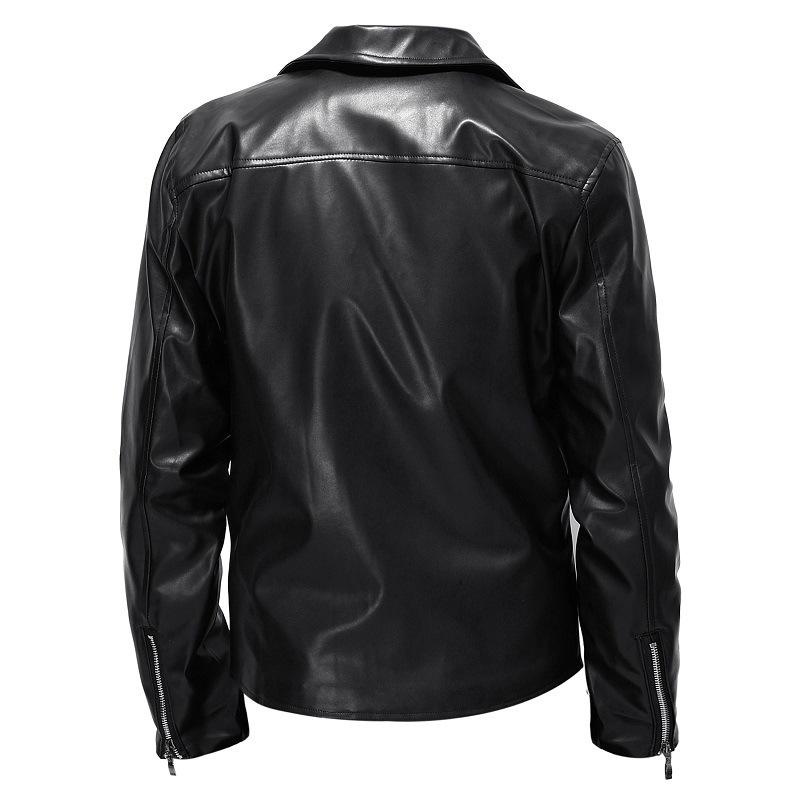 Autumn and Winter Men's Leather Jacket European and American Fashion Casual Lapel Cable-stayed Locomotive Pu Leather Jacket Jacket