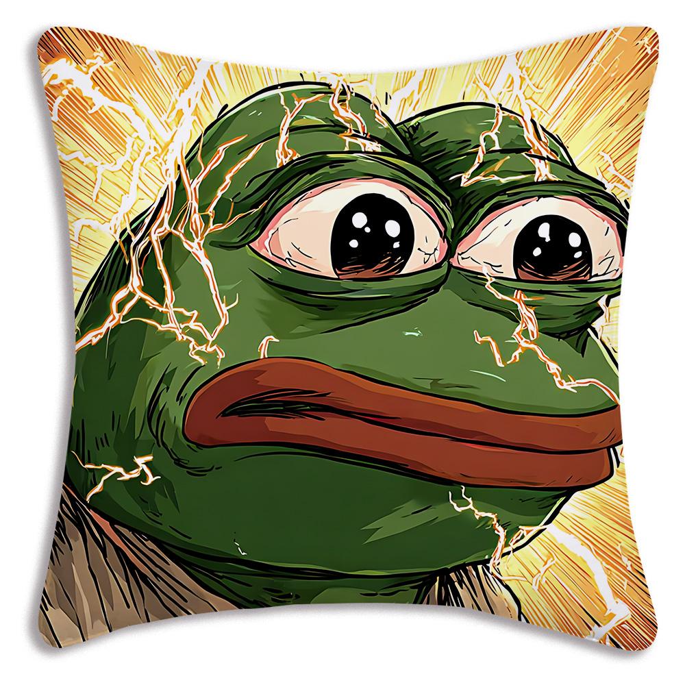Cartoons fun Sad P-Pepe frog Pillow Covers Cartoon Sofa Decorative Home Double-sided Printing Short Plush Cute Cushion Cover