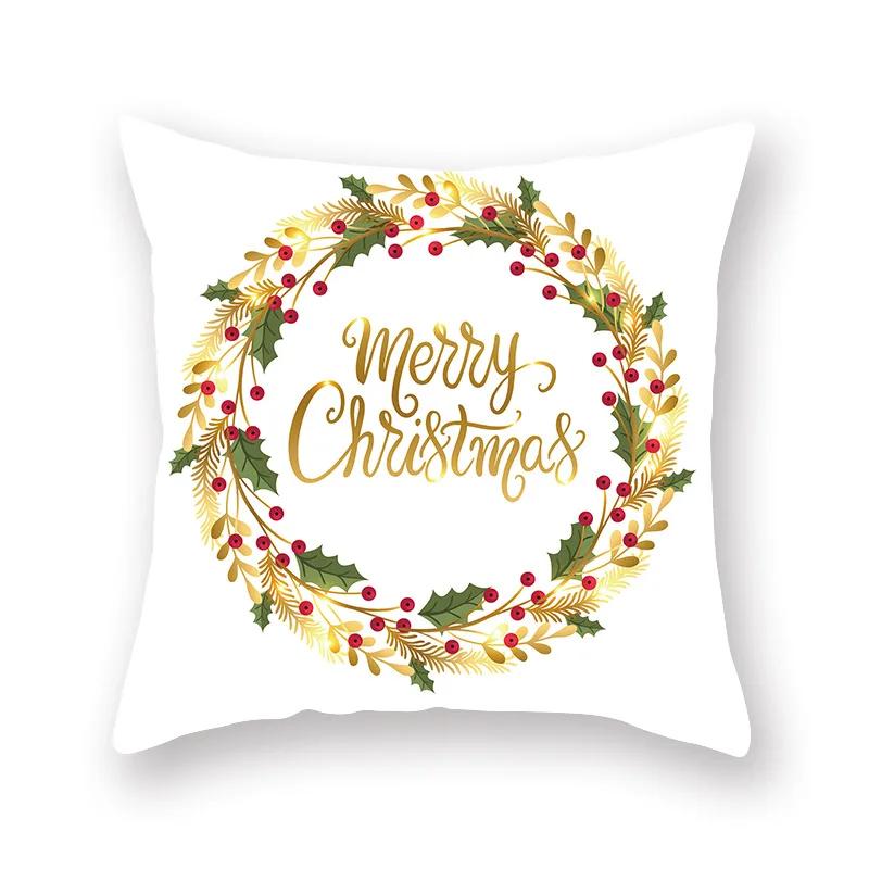 Cushion Golden Christmas Pillowcase Car Sofa Bed  Decorative Sofa Cushion Covers Navidad  Cover