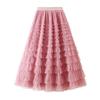 Fairy White Tulle Pleated Long Midi Skirt for Women - Spring/Autumn 2024 Collection.