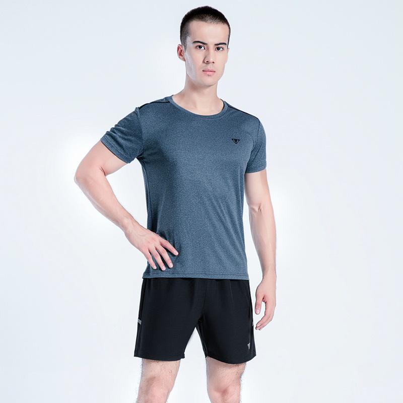 

Унисекс Летний Спортивный Комплект Быстросохнущий: Футболка с круглым вырезом и шорты - Однотонные, с коротким рукавом, Повседневные, Модные, Двойка. 4XL