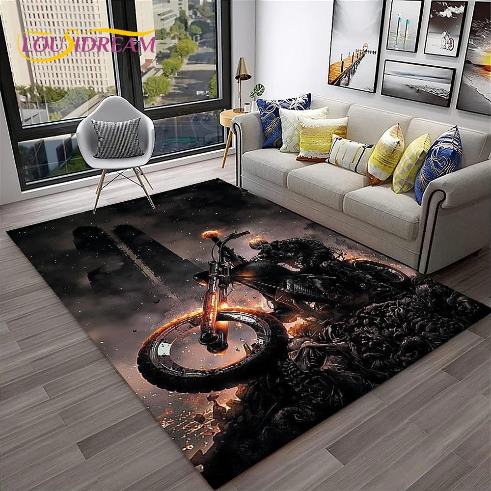 Vintage Motorcycle Retro Carpet Rug for Home Living Room Bedroom Playroom Sofa Doormat Decor,Kid Area Rug Non-slip Floor Mat