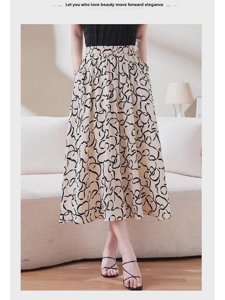 Damska spódnica A-line z szyfonu w kwiaty: Stylowy, Elastyczny Pas, Letnia Moda