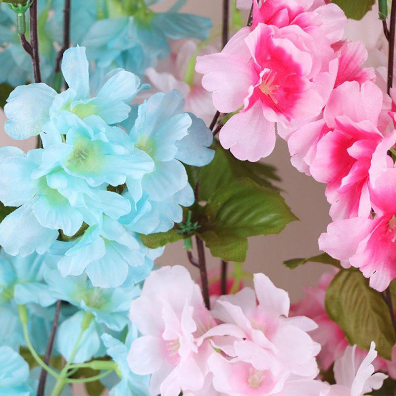 Simulation Flowers Fake Flowers Rattan Cherry Blossom Vine Hydrangea Flowers Winding Pipe Vine Silk Flowers Wall Hanging