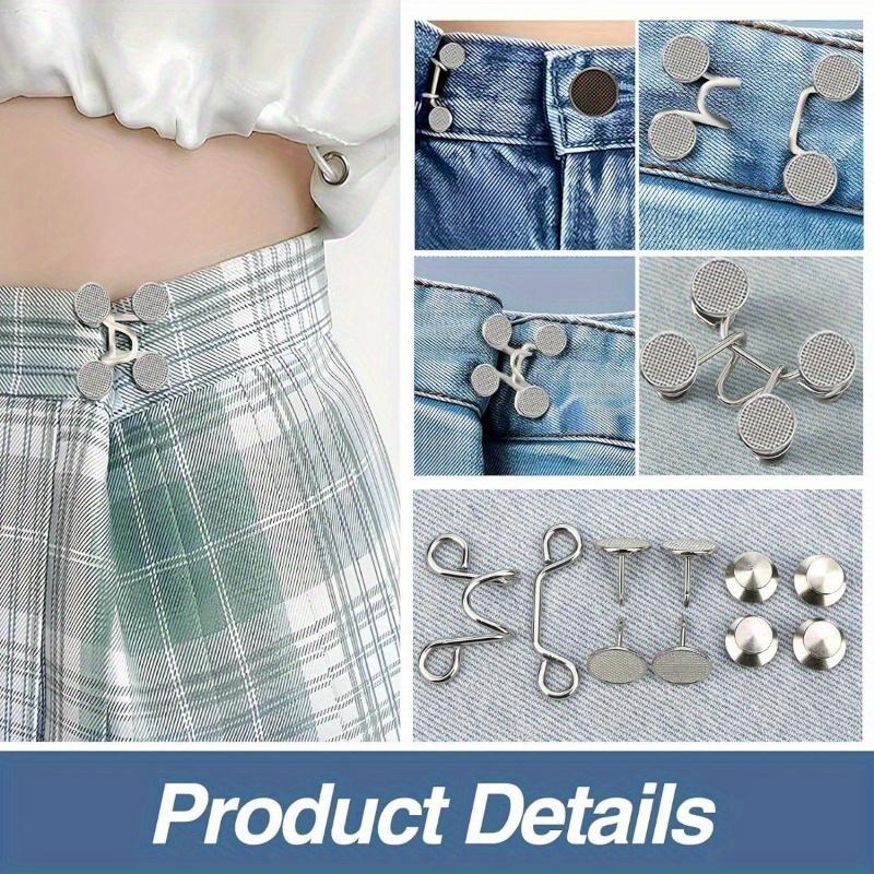 2Pcs Adjustable Pant Waist Tightener - Jean Button Pins & Button Clips for Pants | No Sewing Required, Easy to Install