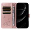 For iPhone 17 Pro Max Case Cat Pattern Imprint Leather Phone Cover with Wrist Strap