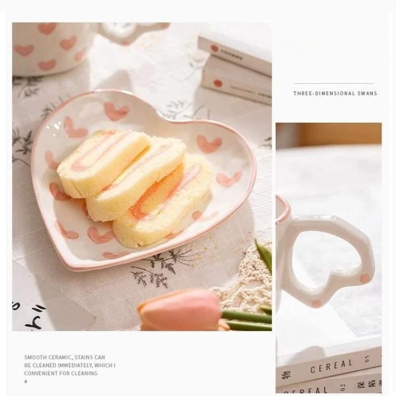 Cană de cafea drăguță în stil INS creativ, ceașcă de ceai, pictată manual, cu inimă de dragoste, ceramică, căni pentru lapte, căni de cafea pentru casă, birou, veselă, cadou