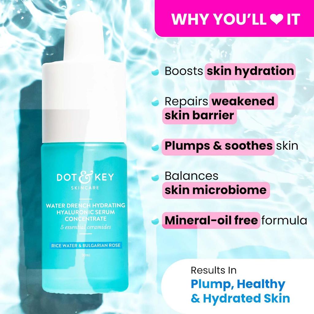 Dot & Key Hydrating Hyaluronic Acid Serum With Vitamin C + E | For Plump, Glowing Skin | Face Serum for Dry Skin, Oily & Normal Skin | With Ceramid