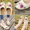 Vintage Embroidered Women Flats Flower Slip On Round Toe Shoes Loafers Ballerina