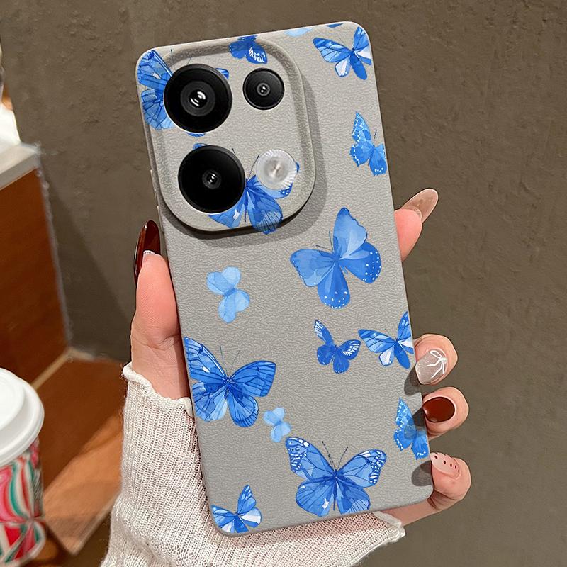 Butterfly Pattern Silicone Soft Case for Xiaomi 13t Poco X6 M6 Pro Redmi Note 14 13 12 11 10 Pro Shockproof Leather Texture Plain Color Cover