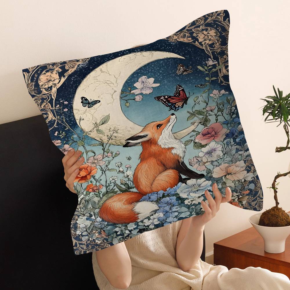 Anime Fox Printed Cushion Cover Inches Farmhouse Decor Home Throw Pillow Covers for Couch Decorations