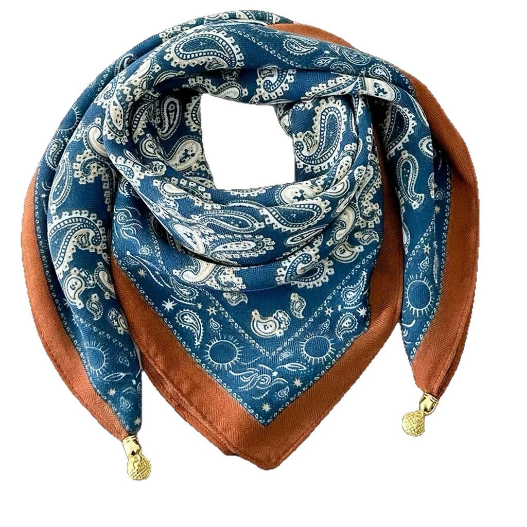 Women's Suction Button Square Scarf Printed Scarf Printed Temperament Square Scarf