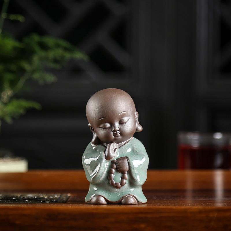 Figurines & Miniatures Monk Tea Pets Zen Living Room Decoration Buddhist Geyao Micro Landscape Home Decor Ceramic Ornaments