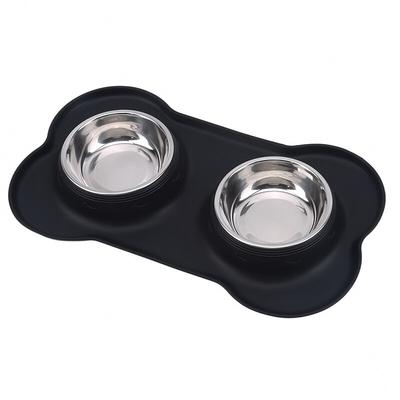 Dog Bowl Stainless Steel Leak-proof Dog Bowl Non-slip Silicone Pad Feeding Bowl Pet Bowl