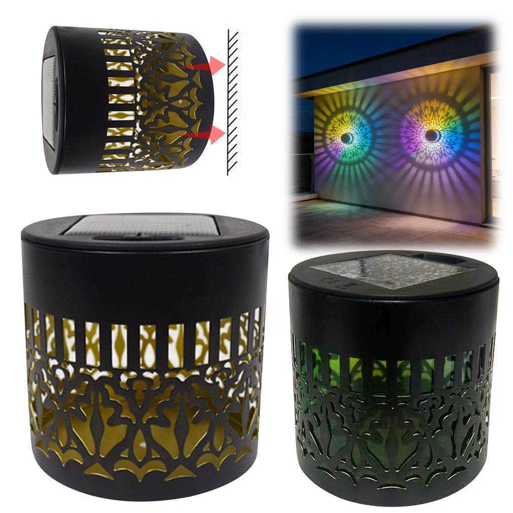 Outdoor Wall Lights Mandala Theme Waterproof Solar Wall Step Deck Lights for Garden Post Patio Backyard Decor