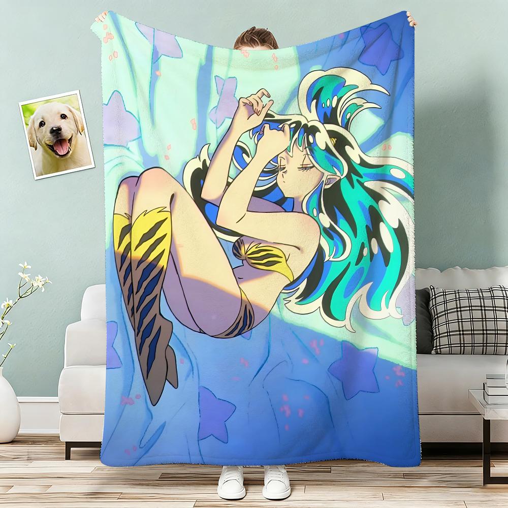 Anime Game Urusei Yatsura Throw Lightweight 240g Flannel Blanket Soft Skin-friendly for Summer Cooling 75x90cm