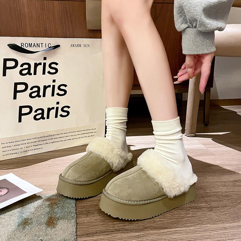 Women's Fashionable and popular high-quality Thick Bottom Anti-Slip Fleece-Lined Heightening Slippers Cotton Slippers for Women